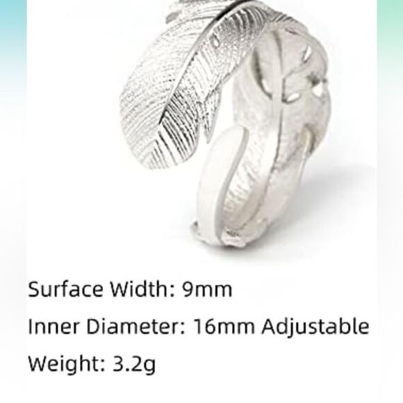 The Dainty Feather adjustable 925 silver ring - Picture 4 of 6